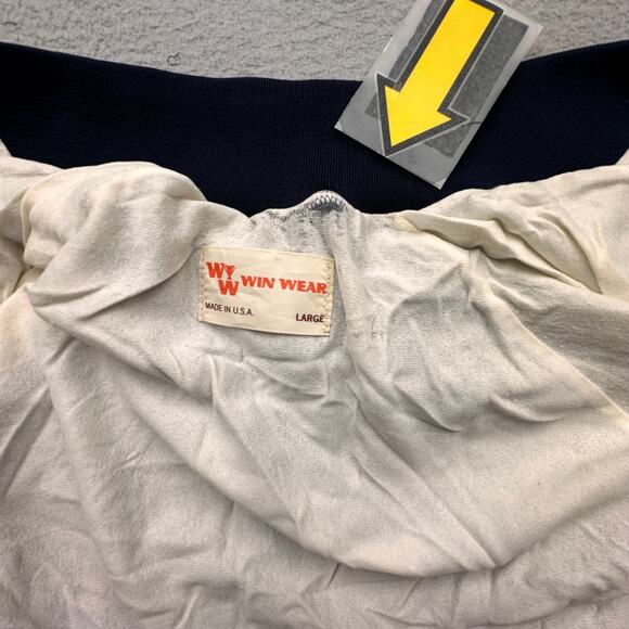 Vintage 70s Win Wear Nylon Varsity Button Lined Jacket Men Large Navy Blue Snap - Picture 8 of 16